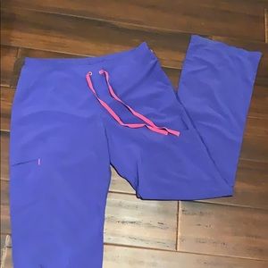 Purple smitten scrub pants. GUC. Size small